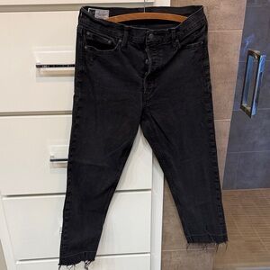 GAP Black Cropped Raw-Hem High-Rise Skinny Jeans